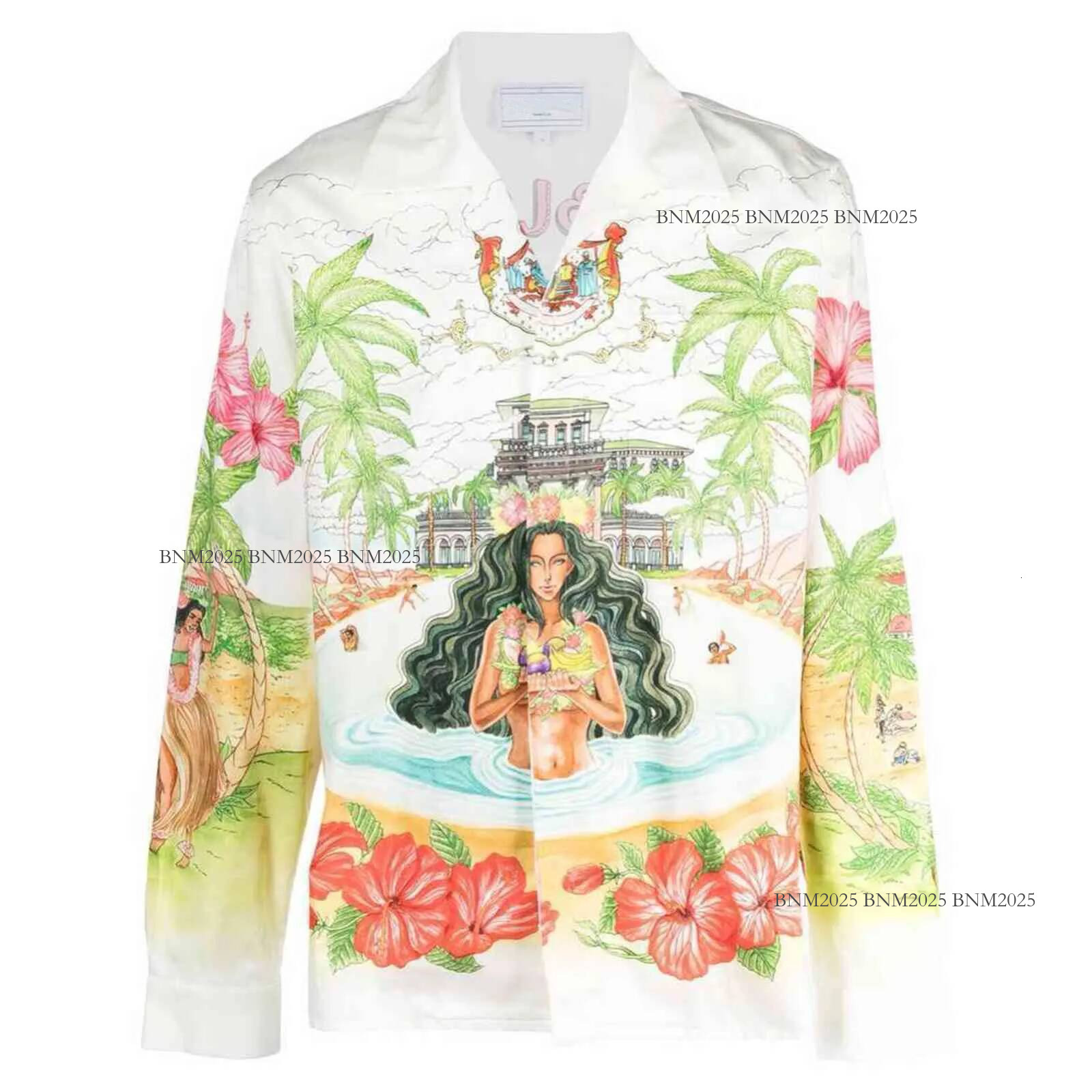Tshirt Designer Silk Shirts Print Hawaii Casual Loose And Women Casablancaly Set Button Up Short Sleeve Shirt Cazablanca 276