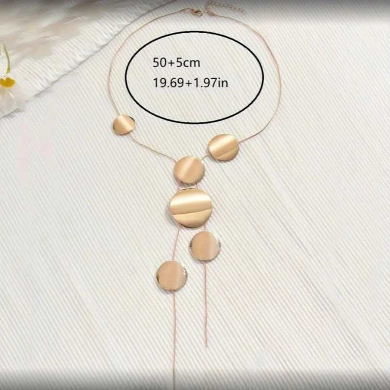 Fashion in Europe and The United States Temperament Large Round Piece Long Necklace Womens Personality Simple Collaone Chain XJ250524