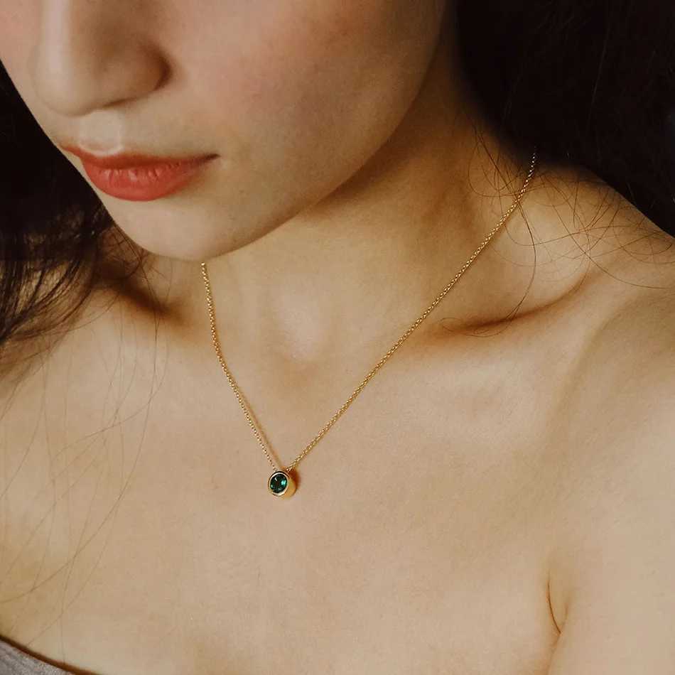 Stainl Steel 12 Birthstones Pendant Necklaces Colorful 12 Month Birthstone Charms for Women Girls Birtay Jewelry Gift XJ250524