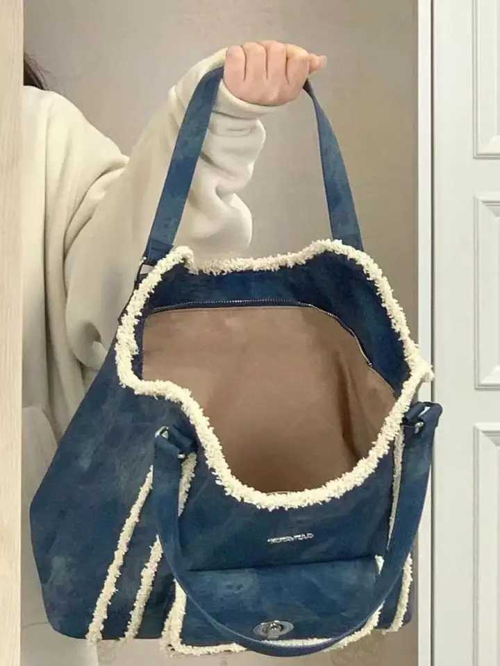 Women Denim Tote Bags Female Big Jean Shoulder Bag Purse Blue Denim Casual Bag for Work Z250524