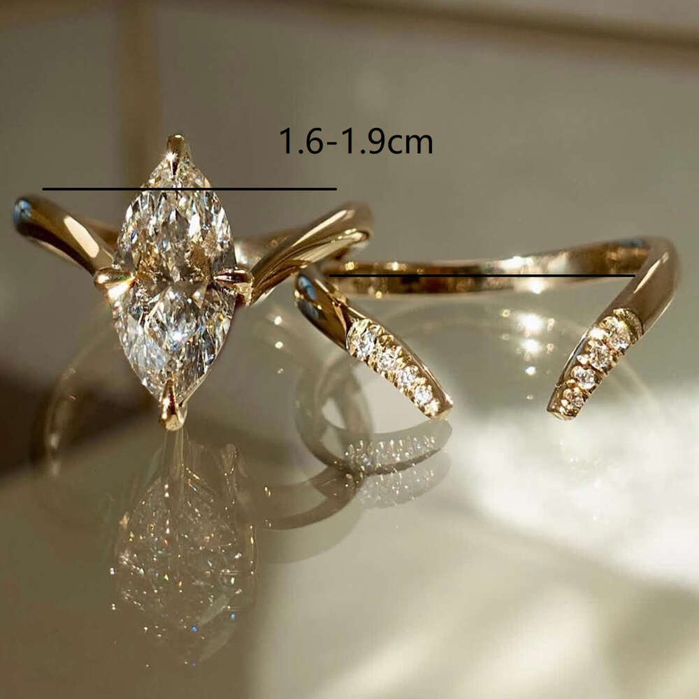 A two piece set of minimalist INS style S sterling Siery rings featuring oval Moissanite stone perfect for a unique and fashionable look