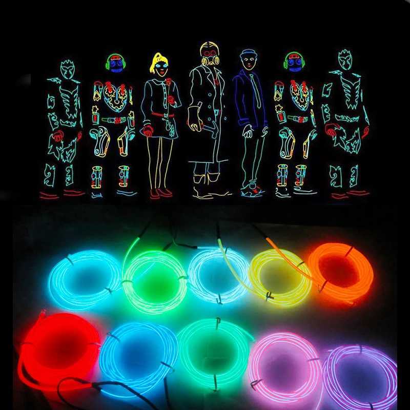 1M/2M/3M/5M Car Interior Led Decorative Lamp EL Wiring Neon Strip For Auto DIY Flexible Ambient Light Party Atmosphere Diode USB W250524