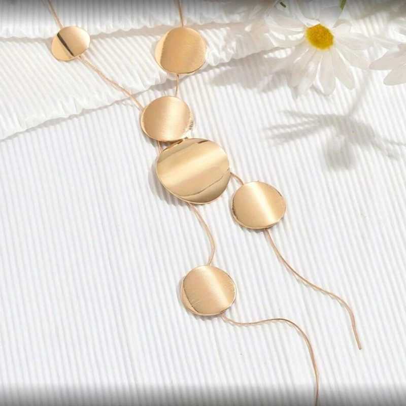 Fashion in Europe and The United States Temperament Large Round Piece Long Necklace Womens Personality Simple Collaone Chain XJ250524