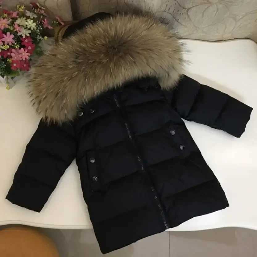 Russia Winter Hooded Down Coats For Girl Real Fur Collar Thicker Warm Outerwear Teenage Boys Kids Down Jackets Snowsuit Y3614 Z250524