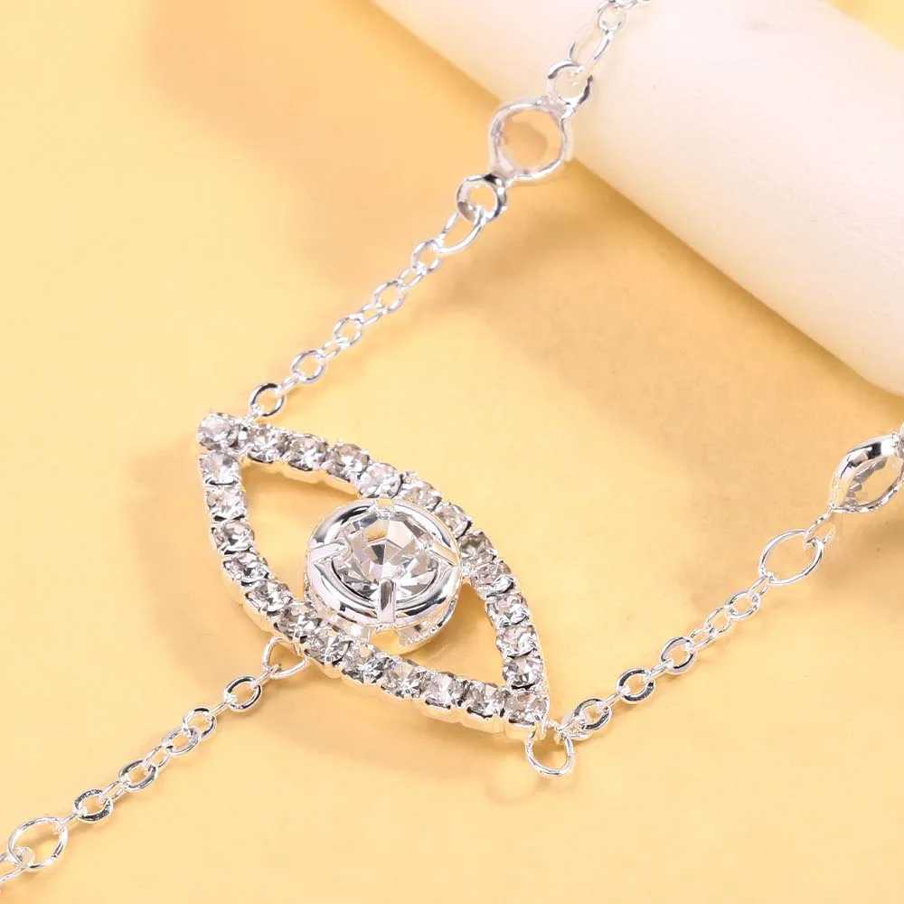 Stonefans Fashion Evil Eye Bracelet Rhinestone Hand Jewelry for Women 2024 Halloween Finger Bracelet Ring Accessories Gift XJ250524