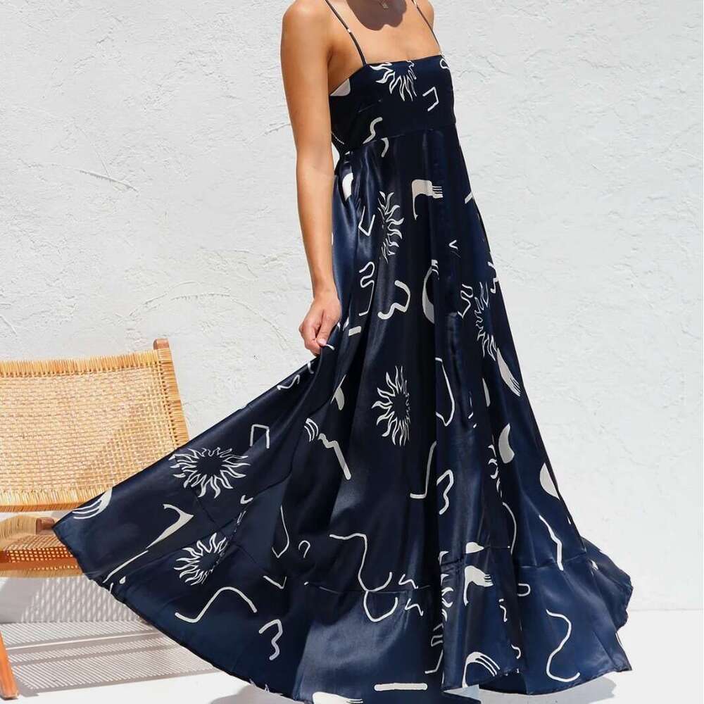 Maxi Dress Spring Summer New Women S Wear Small Fresh Fragmented Flower Hanging Strap Dress Slim Fit Floral Dress