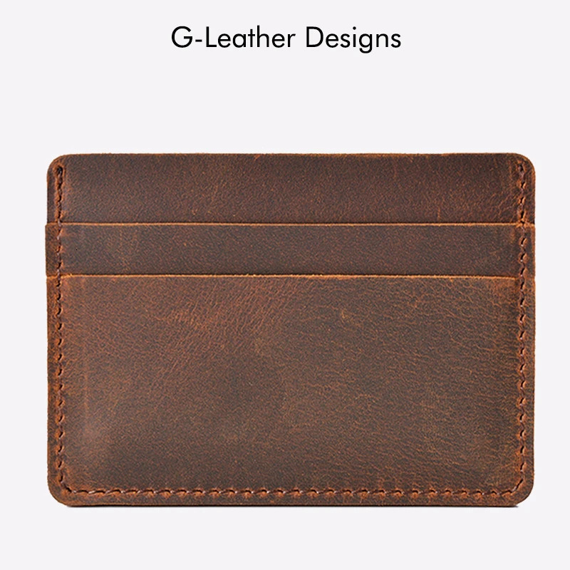 Genuine Leather Men Card Holders Cases Vintage Crazy Horse Leather Business Credit Card Wallet 250521