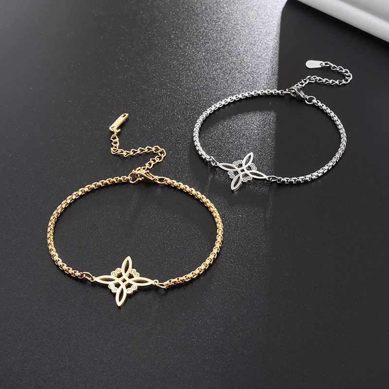 Witch Knot Bracelet Stainless Steel Celtic Knot Witchy Symbols Layered Bracelet Adjustable Charm Bracelet for Men Women GirlsXJ250524