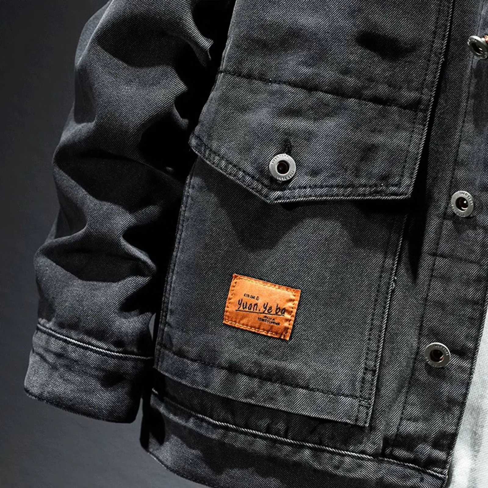 Mens Denim Jacket Cowboy Retro Cotton Denim Coat Spring Loose Fit Jeans Jacket Outerwear Y2k Vintage Big Size Casual Denim Jacket W250524