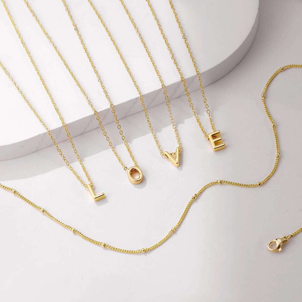 Golden Necklace, 14k Gold Plated A-Z Small Initial Layered Personalized Letter Combination Exquisite Name Pendant Necklace Women's Jewelry Fashio
