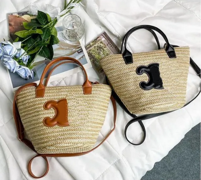Grocery shopping bag Beach Bag Casual Rattan Large Capacity shopping bag vegetable basket Designer Totes Wicker Woven Straw Women Handbags Panier Palm Leaves purse