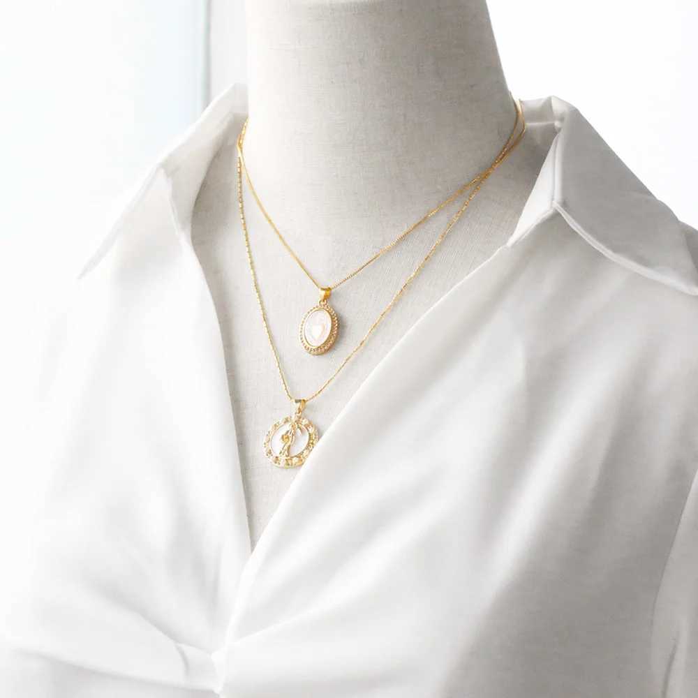 White Pearl Holy Death Necklaces for Women Gold Plated Round Virgin Mary Necklaces Amulet Jewelry Gifts retail89 XJ250524