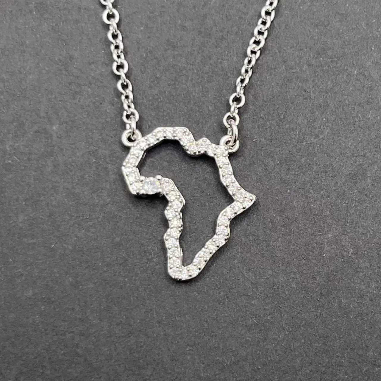Africa M Pendant Necklace For Women Men Silver Gold Color Ethiopian Zircon Neck Chain Jewelry South African Gift Wholesale XJ250524