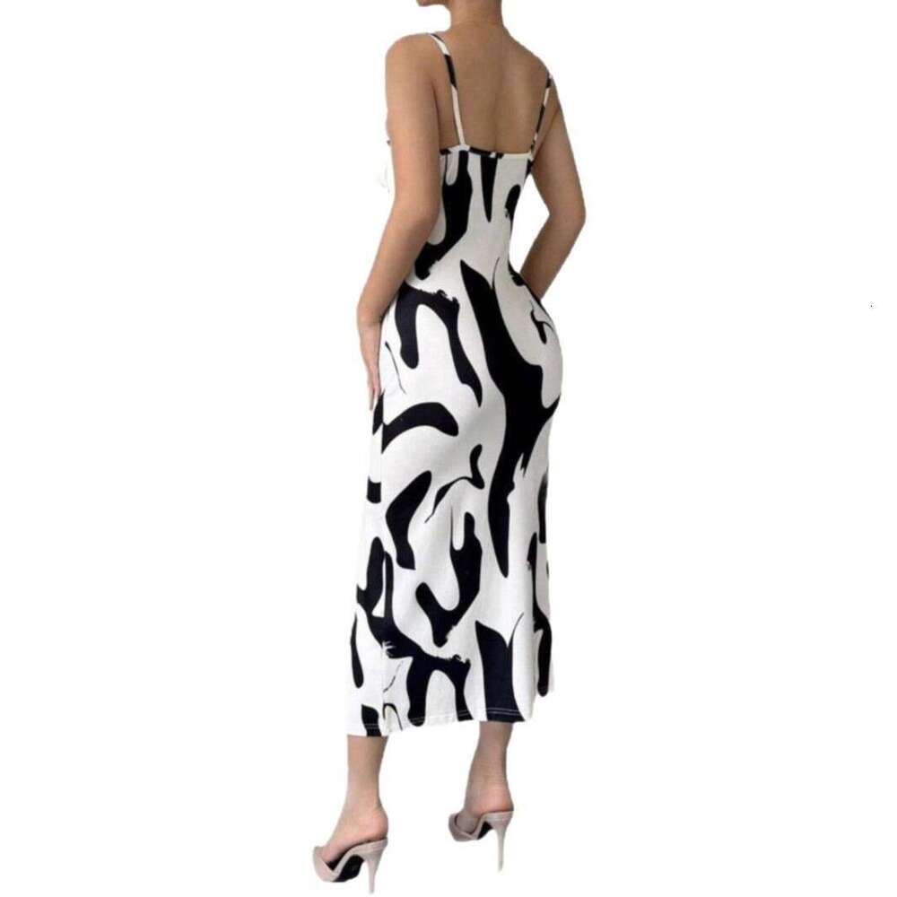 Maxi Dress Spring And Summer New Hot Selling American Ins Style Printed Leopard Print Suspender Dress Floral Dress