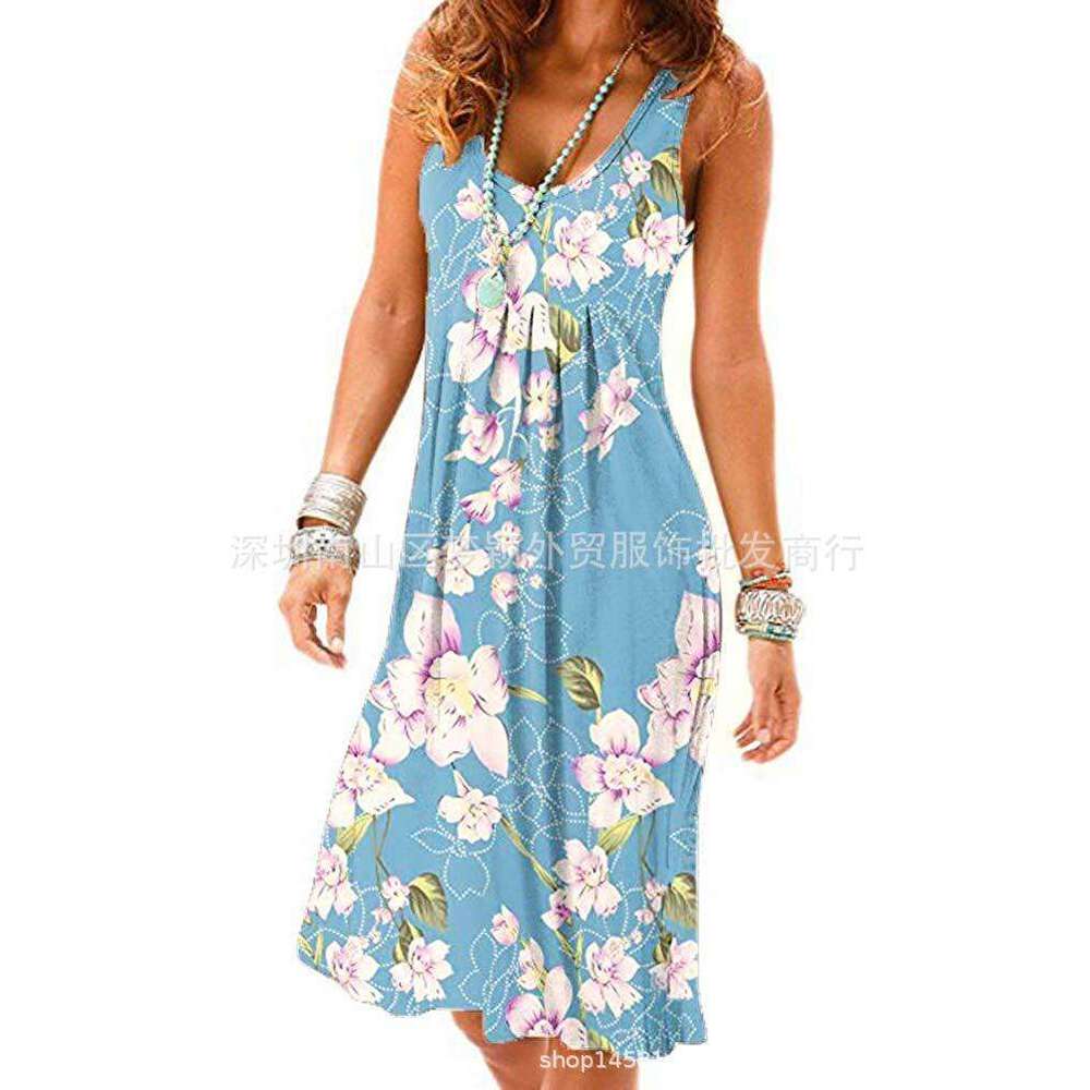 Maxi Dress Women S Casual Summer Beach Tank Top Dress Loose Sleeveless Slim Pleated Skirt Long Dress