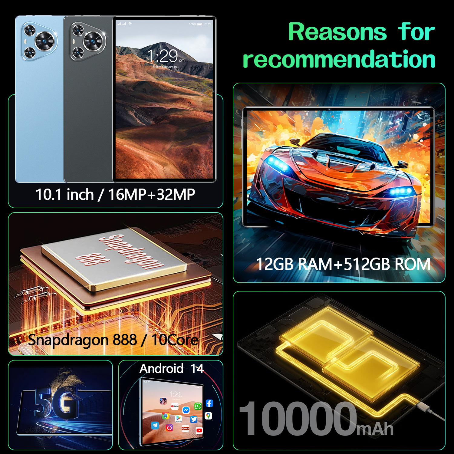 10.1-inch high-definition screen full network Bluetooth smart tablet computer