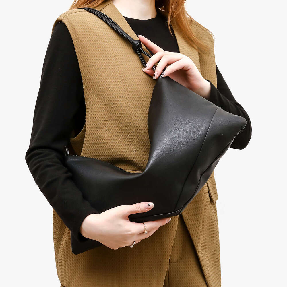 Tote Bag Genuine Leather Women's Bag Niche Design Large Capacity Tote Bag Original Innovative Solid Color Hand-Held Shoulder Crossbody Bag Lady B
