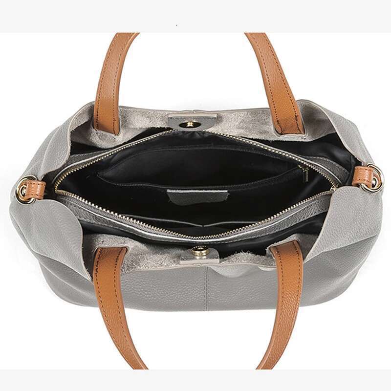 Women's Genuine Leather Large Capacity Brand Shoulder Top Layer Cowhide Fashionable Tote Bag Luxurious Women Handbag