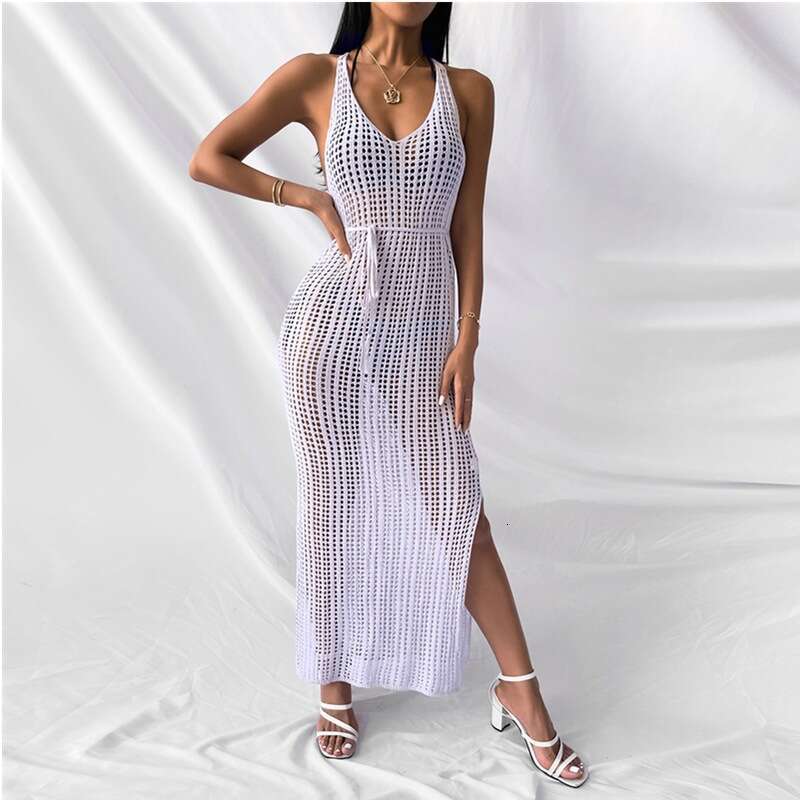 Maxi Dress New Sweater Beach Casual Solid Color Sling Knitted Cover With Dress For Women Long Dress