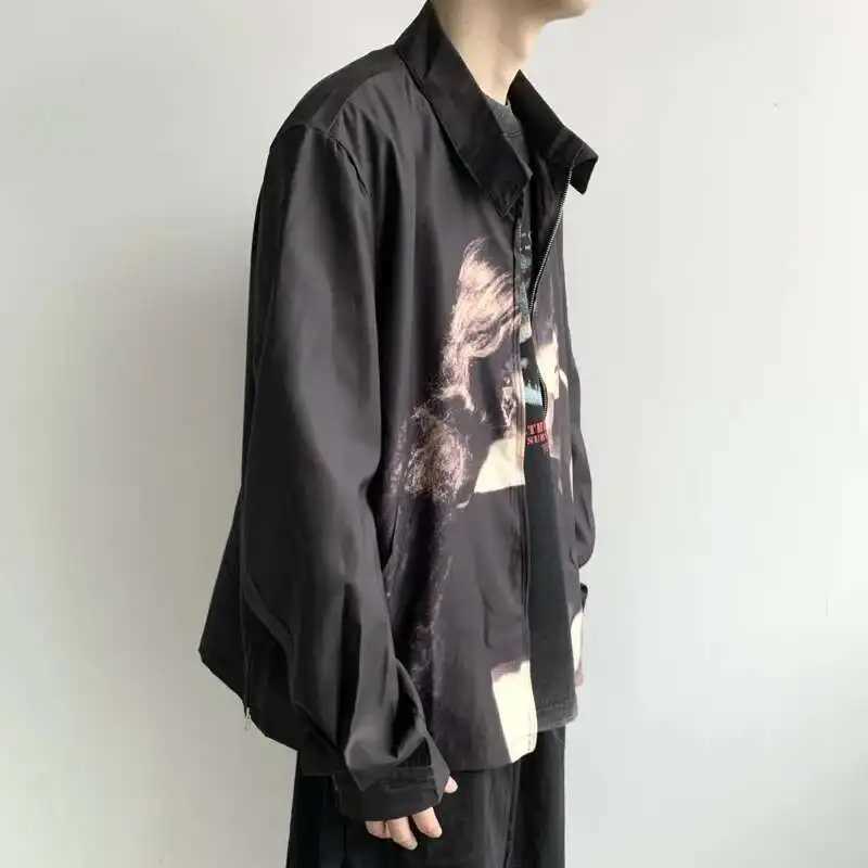 HKSH Spring Summer New Thin High Street Jackets European American Vintage Fashion Loose Retro Trend Portrait Printed Chic HK032 W250524