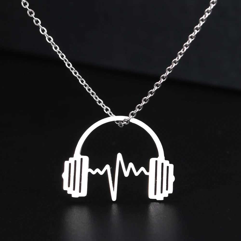 Stainl Steel Necklaces Headphone She Music Hip Hop Pendant Chain Collar Fashion Necklace For Women Men Jewelry Party Gifts XJ250524