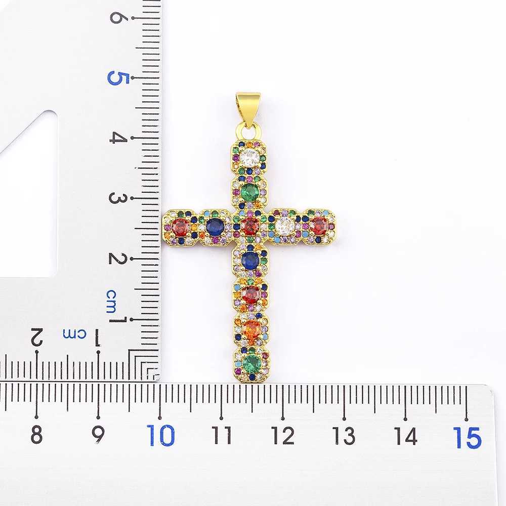 Nidin Classic Creative Design 6 Colors Cross Pendant Necklace Exquisite Shine Zircon Chain Choker Jewelry for Women Party Gift XJ250524