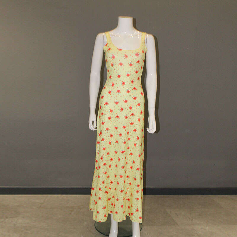 Maxi Dress Summer New French Floral Print Camisole Dress Sweet And Fresh Beach Long Fishtail Skirt Vacation Style Long Dress