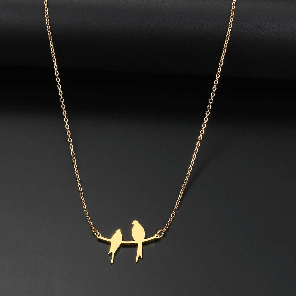Stainless Steel Necklaces Two Bird Animals Charm Pendant Chain Fashion Necklace For Women Jewelry Wedding Party Girls Gifts 1Pcs XJ250524