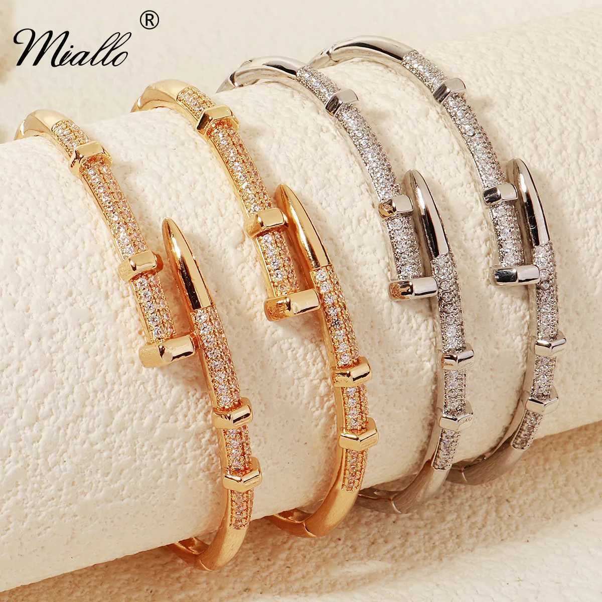 4pk/Set Fashion For Women TrenDY Daily Copper Zirconium No Rust Bangles Open Adjustable Gifts Z250524