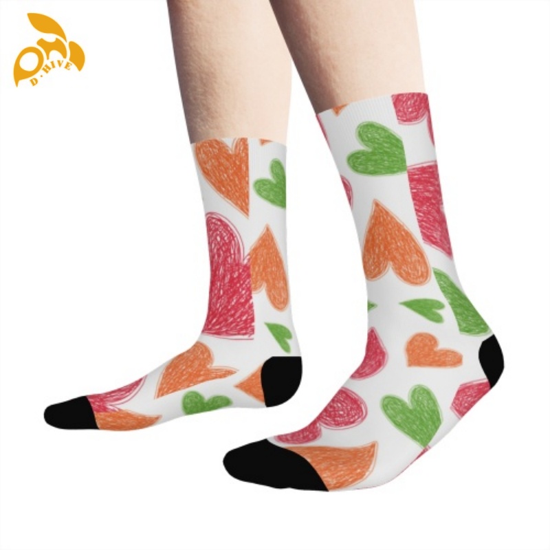 Free delivery. TOP fashion designers customize lightweight high-quality full-width printed white and colored socks of 32cm.