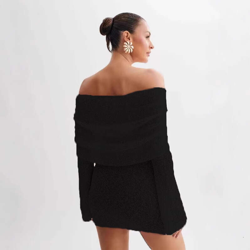 Maxi Dress New Knitted Short Beach Skirt Women S Sexy Perspective Long Sleeve One Shoulder Dress Long Dress