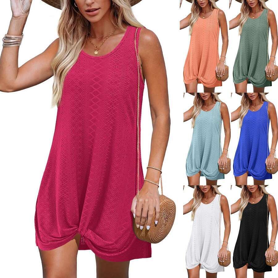 Maxi Dress Women S Summer New Hollow Beach Vacation Twisted Dress Long Dress