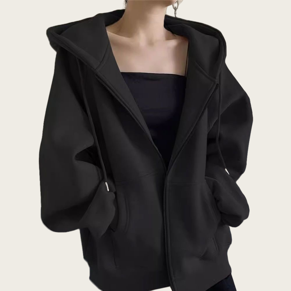 FD170 season hooded long-sleeved sweatshirt loose trendy casual solid color women's jacket