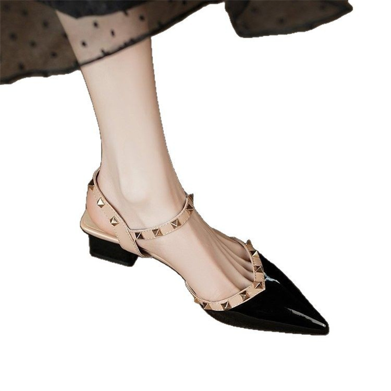 free shipping designers sandals for womens 2025 Summer New Style Fashionable and Versatile French High Heels Coarse Heels for Outerwear