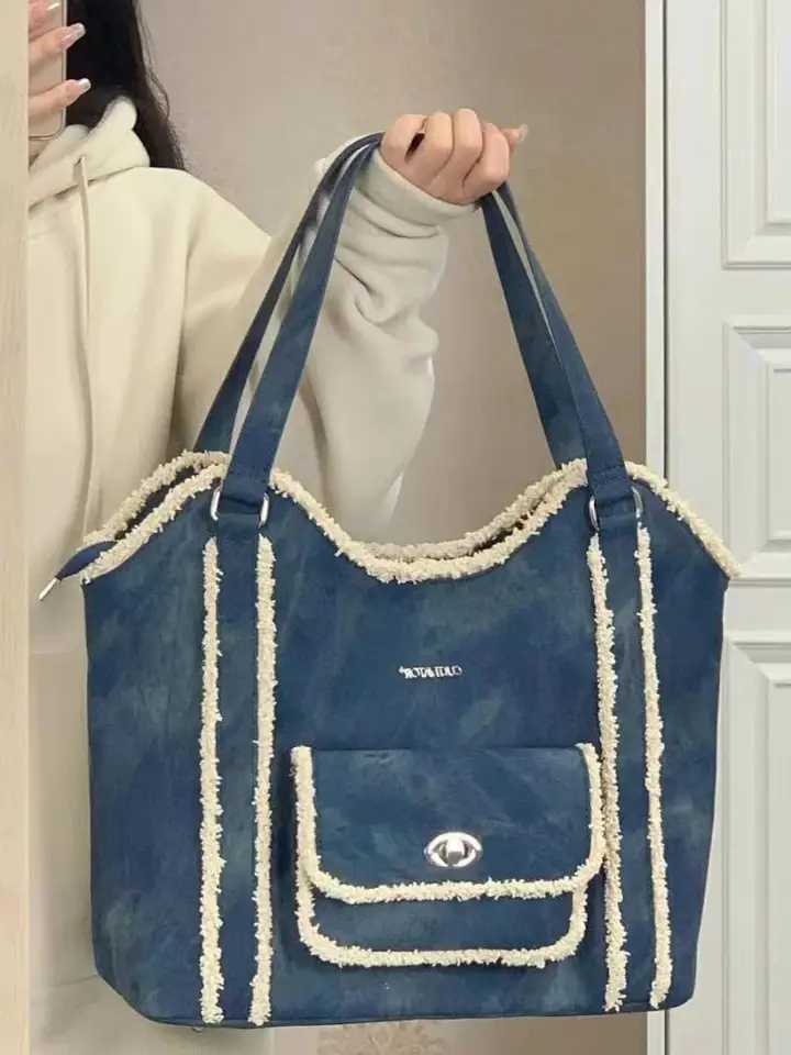 Women Denim Tote Bags Female Big Jean Shoulder Bag Purse Blue Denim Casual Bag for Work Z250524