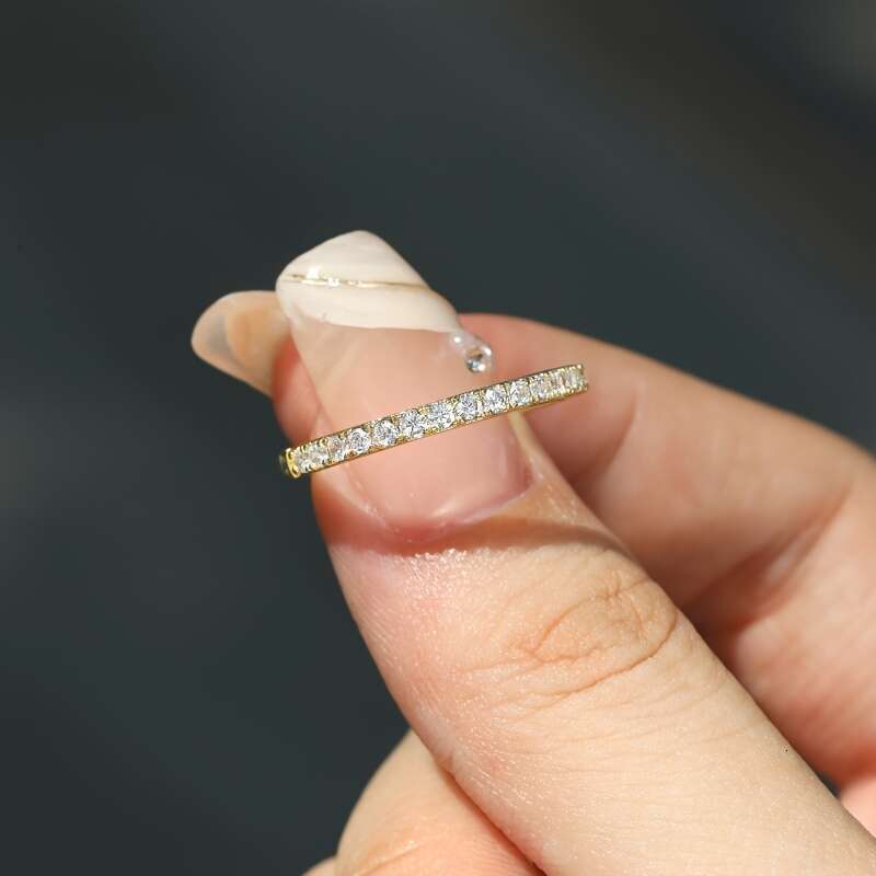One Shavano Sterling Sier Featuring Round Cut Moissanite with Gold Plated Coating It Is an Elegant Simple Stackable Ring Suitable Women And Makes a
