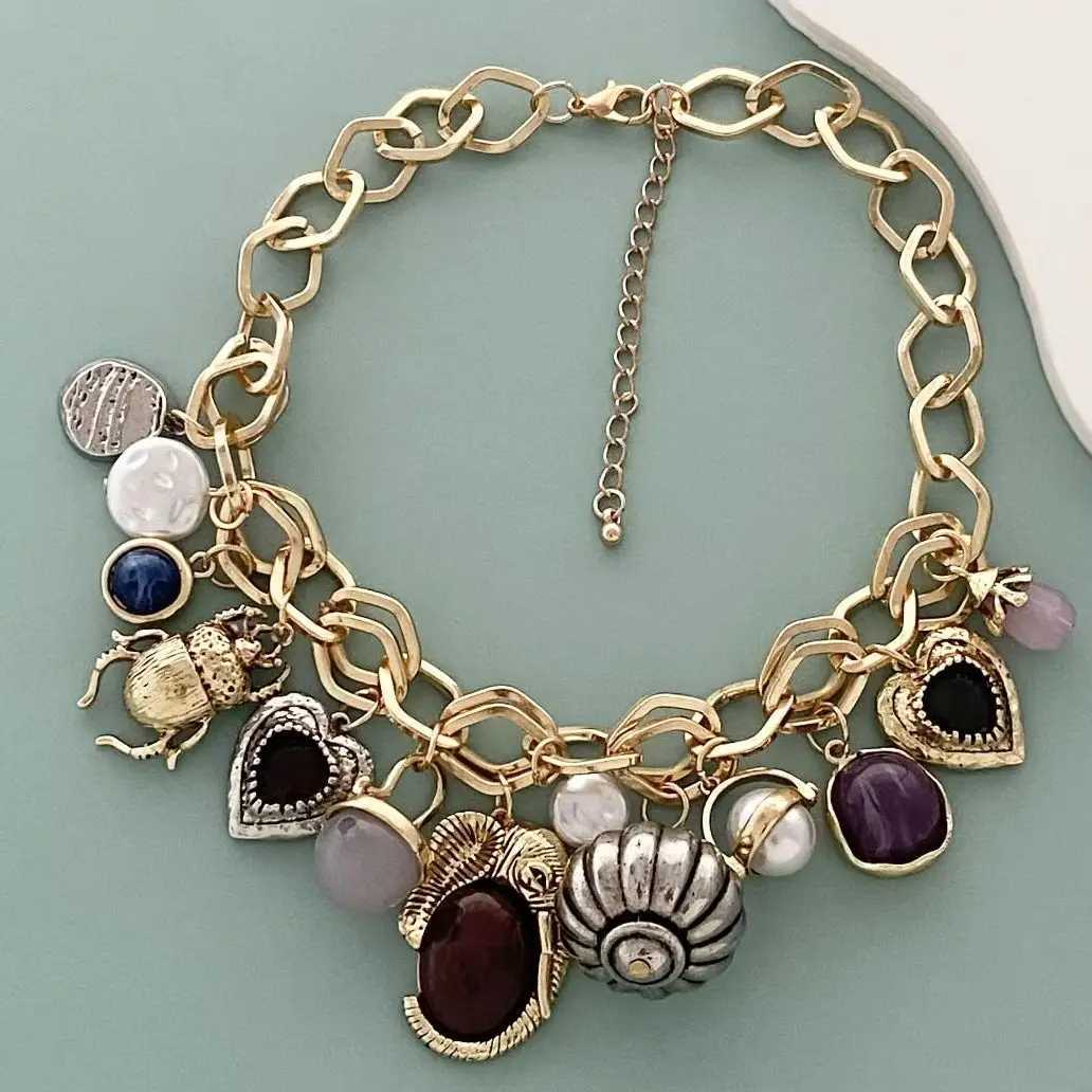 Features New Personalized Retro Fashion Multiple Pendant Necklace XJ250524