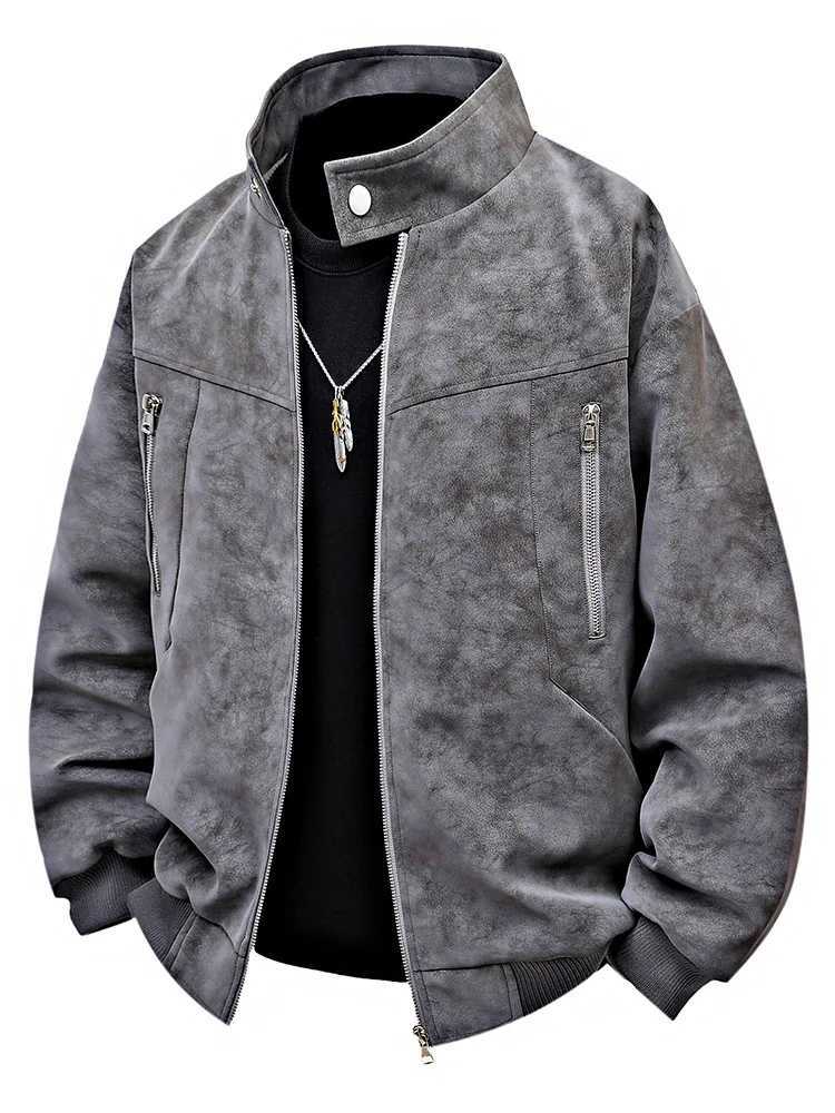 Spring and autumn mens casual lapel jacket mens new American retro brand loose handsome wear-resistant windproof jacket 8XL W250524