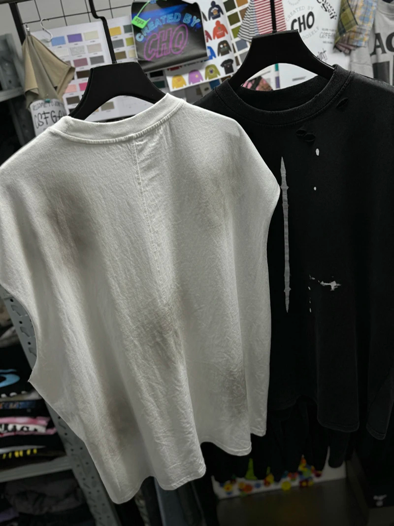 Splash-ink Hole Damaged Tank Tops Vest Men Women High Quality Hip Hop High Street Men's Sleeveless T-shirt Oversized
