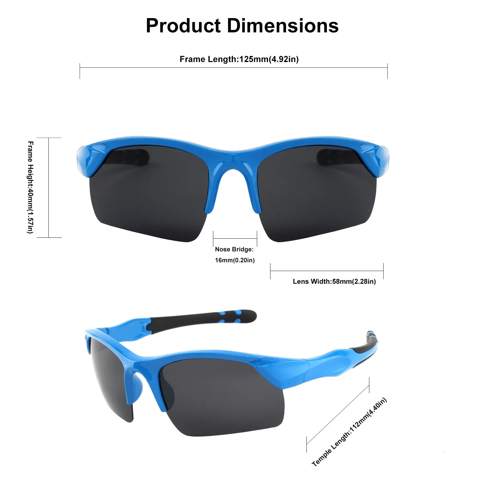 Polarized Flexible Kids Sunglasses Youth Baseball Beach Sun Glasses with Strap for Boys Girls Ages 3-10 250522