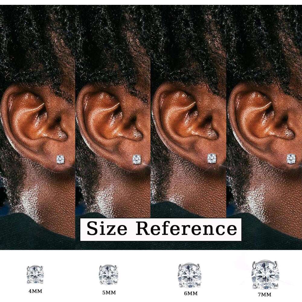 4 pairs of stainless steel magnetic earrings for men and women, non perforated CZ 4-7MM