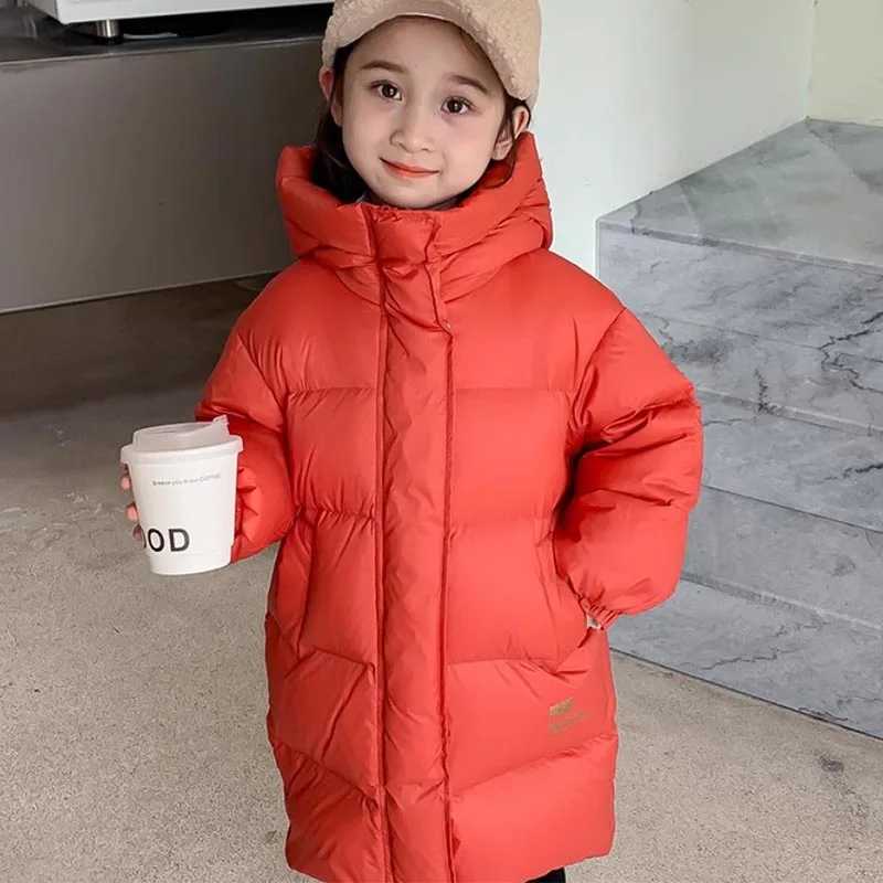 -30 Kids Winter Girls Padded Jackets Thick Warm Waterproof Shiny Hooded Coats Children Outerwear Clothes Teen Park 5-14 Years Z250524