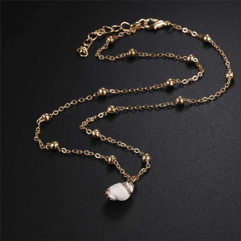 Natural Shell Pendant Necklace Seashell Collar Choker Long Gold Color Chain Cowrie Necklace Woman Femme Ocean Beach Jewelry Gift XJ250524