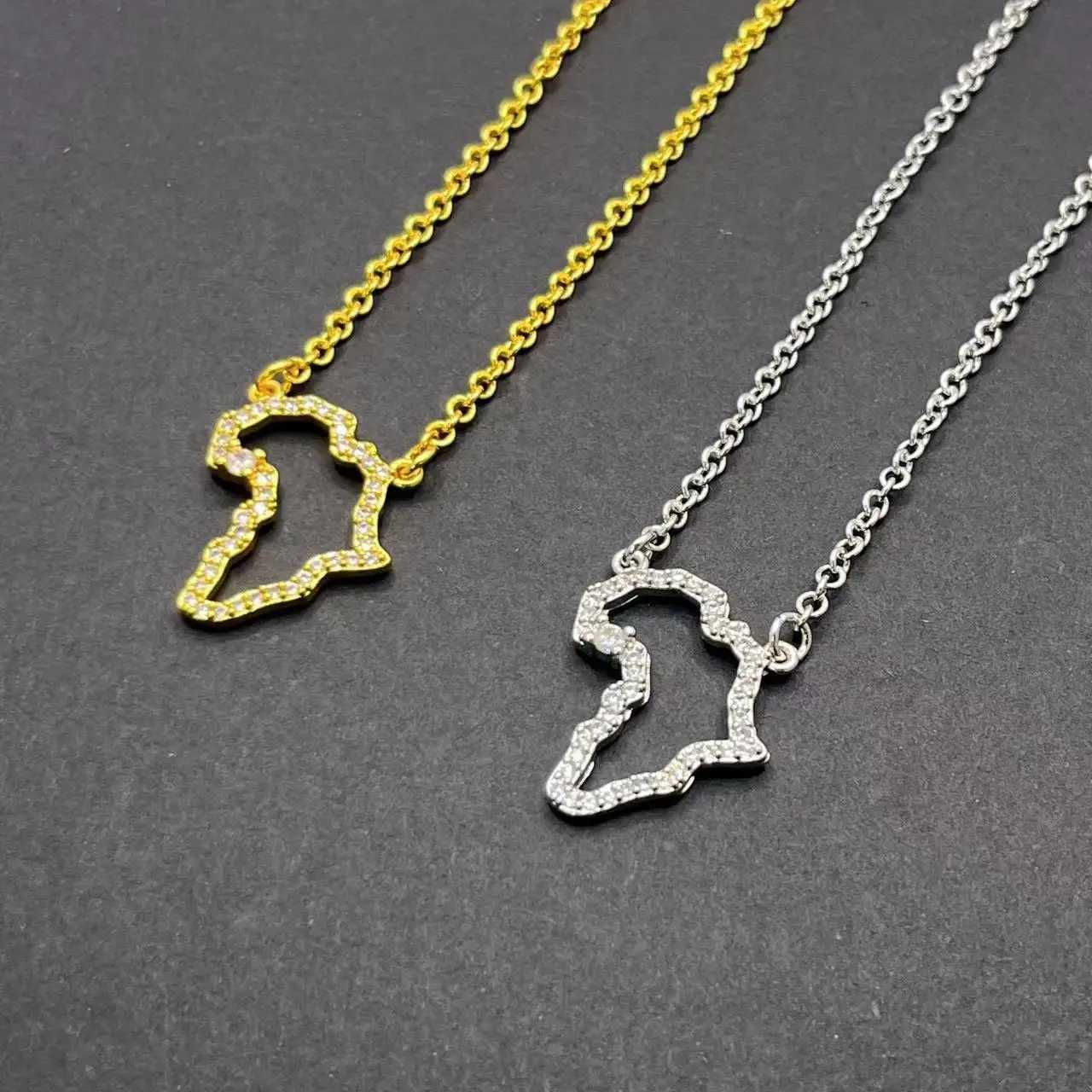 Africa M Pendant Necklace For Women Men Silver Gold Color Ethiopian Zircon Neck Chain Jewelry South African Gift Wholesale XJ250524
