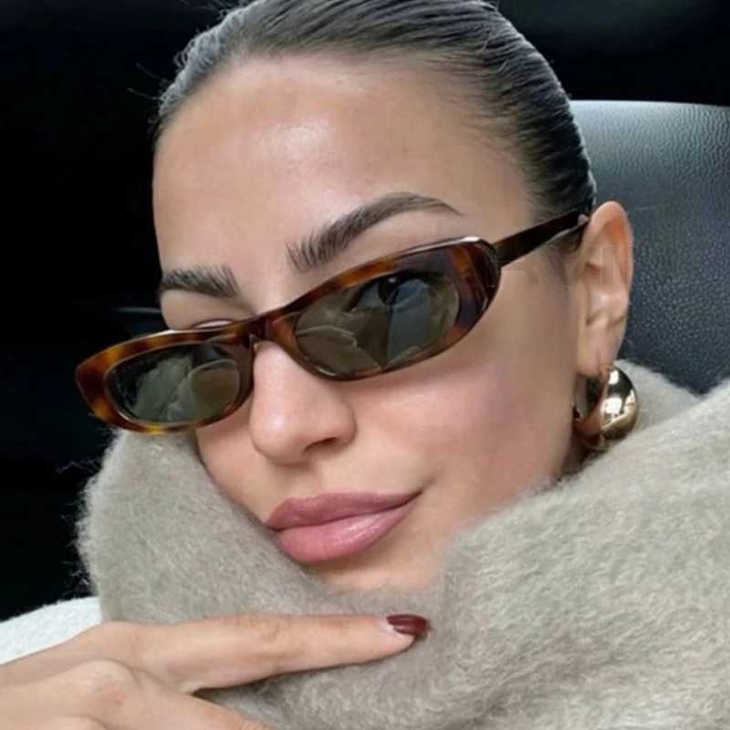 Trendy Cat Eye Black Sunglasses Women Brand Narrow Frame Rectangle Shades Small Eyewear Men Sun Glasses Female Male UV400 M250524