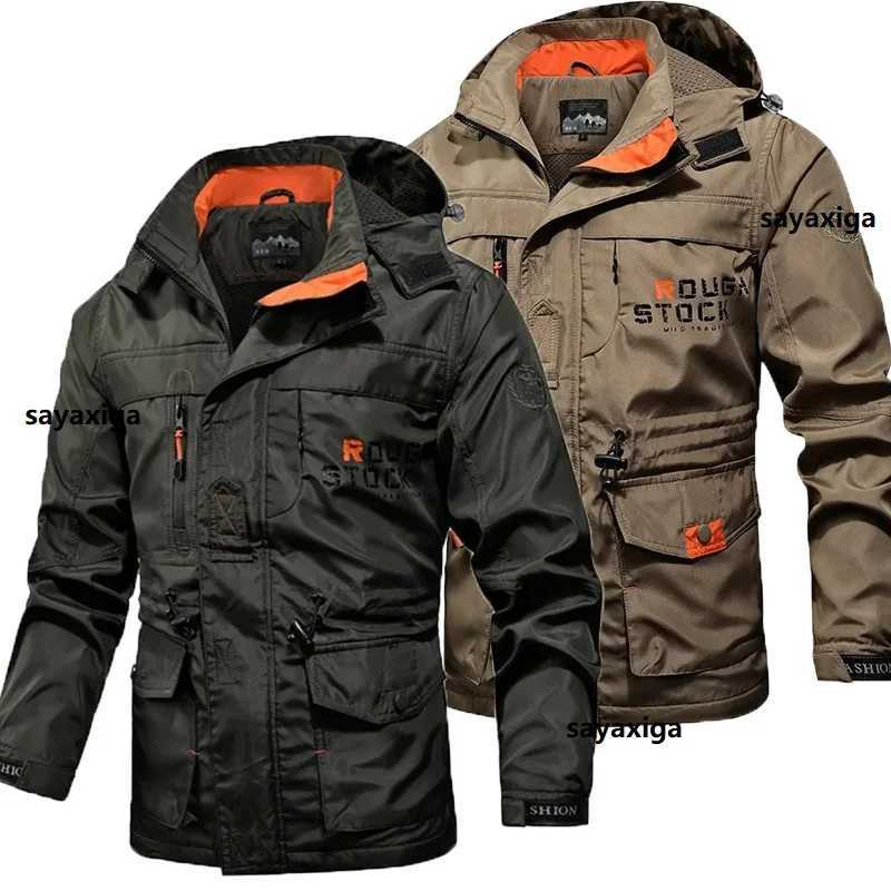 Mens Spring Autumn Jackets Casual Outwear Hiking Windbreaker Hooded Coats Fashion Men Cargo Bomber Jackets Mens Clothing 2024 W250524