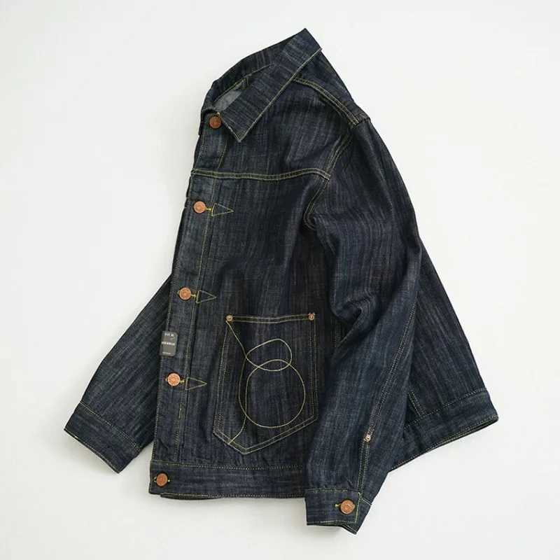 Heavyweight Denim Jackets for Men Autumn American Vintage Casual Loose Outwear Pockets Embroidery Flowers 00% Cotton American W250524