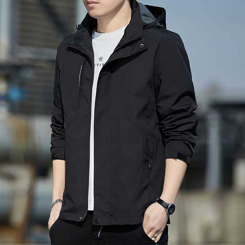 Hooded jacket for men Spring 2025 new casual windproof and down jacket for men middle-aged and young mens coat W250524