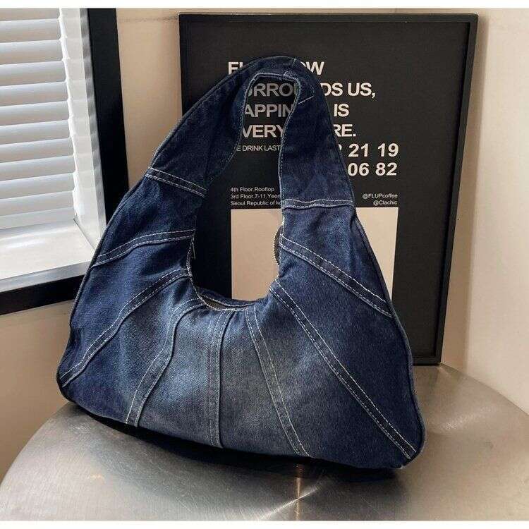 women handbag Do old retro 2025 new high-end denim armpit bag niche large capacity commuting shoulder bag
