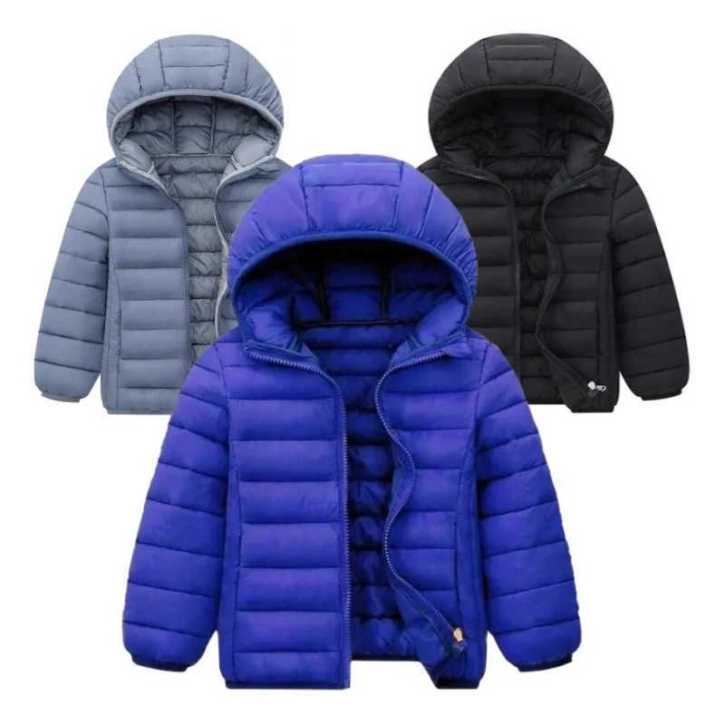 Kids Boys Girls Winter Warm Lightweight Down Cotton Jackets Autumn Coat Children Hooded Outerwear Teen Sports Casual Clothes New Z250524